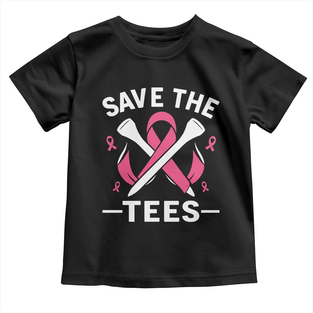 Breast Cancer Awareness Pink Ribbon Golf Toddler T Shirt Funny Save The Tees - Wonder Print Shop
