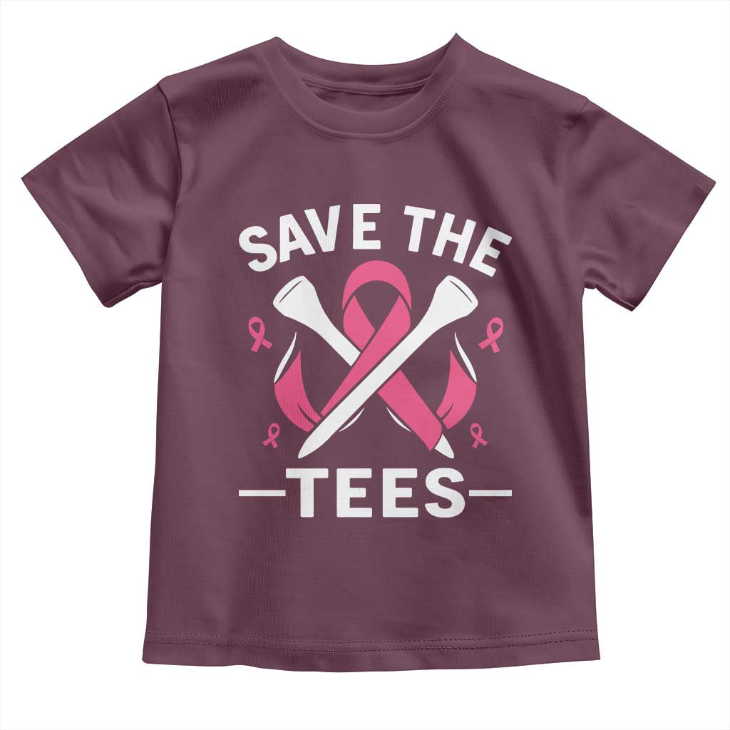 Breast Cancer Awareness Pink Ribbon Golf Toddler T Shirt Funny Save The Tees - Wonder Print Shop