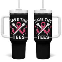 Breast Cancer Awareness Pink Ribbon Golf Tumbler With Handle Funny Save The Tees - Wonder Print Shop