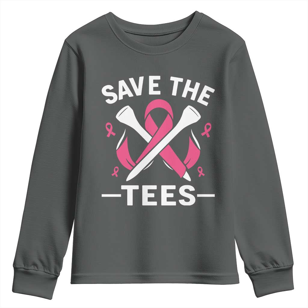 Breast Cancer Awareness Pink Ribbon Golf Youth Sweatshirt Funny Save The Tees - Wonder Print Shop