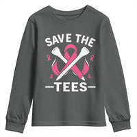 Breast Cancer Awareness Pink Ribbon Golf Youth Sweatshirt Funny Save The Tees - Wonder Print Shop