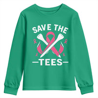 Breast Cancer Awareness Pink Ribbon Golf Youth Sweatshirt Funny Save The Tees - Wonder Print Shop