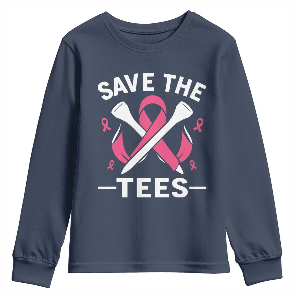 Breast Cancer Awareness Pink Ribbon Golf Youth Sweatshirt Funny Save The Tees - Wonder Print Shop