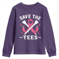 Breast Cancer Awareness Pink Ribbon Golf Youth Sweatshirt Funny Save The Tees - Wonder Print Shop