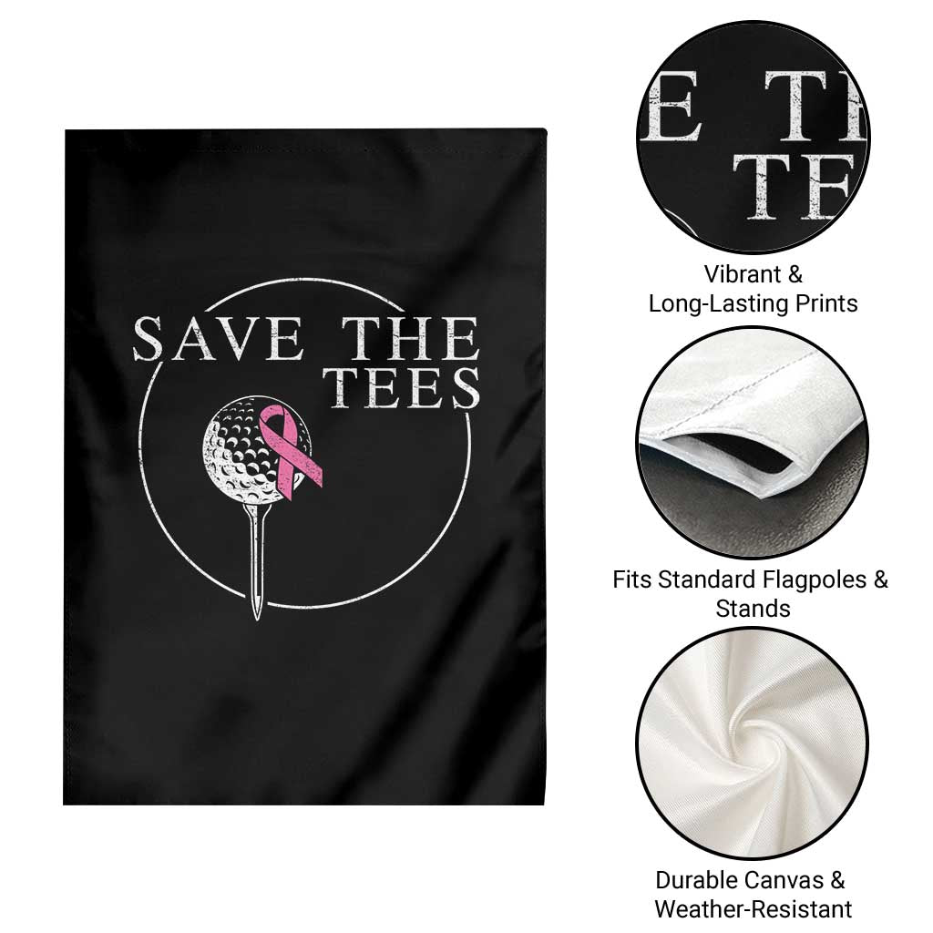 Breast Cancer Awareness Golf Garden Flag Pink Ribbon Save The Tees Fundraiser Team - Wonder Print Shop