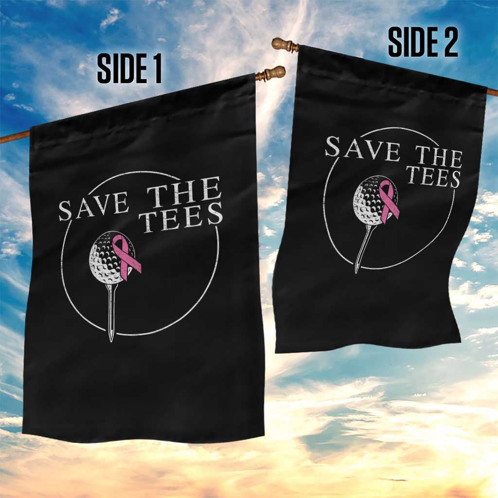 Breast Cancer Awareness Golf Garden Flag Pink Ribbon Save The Tees Fundraiser Team - Wonder Print Shop