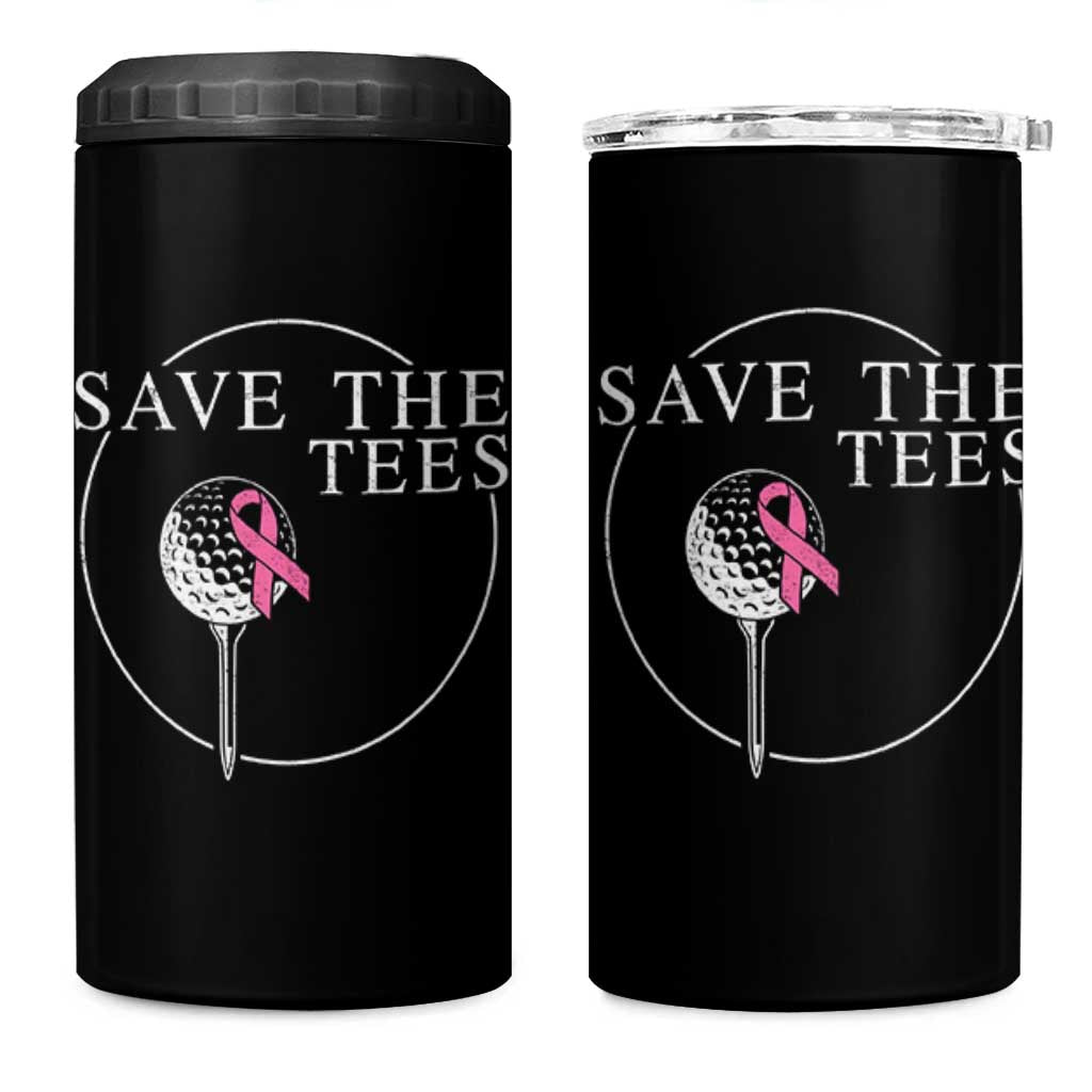 Breast Cancer Awareness Golf 4 in 1 Can Cooler Tumbler Pink Ribbon Save The Tees Fundraiser Team - Wonder Print Shop