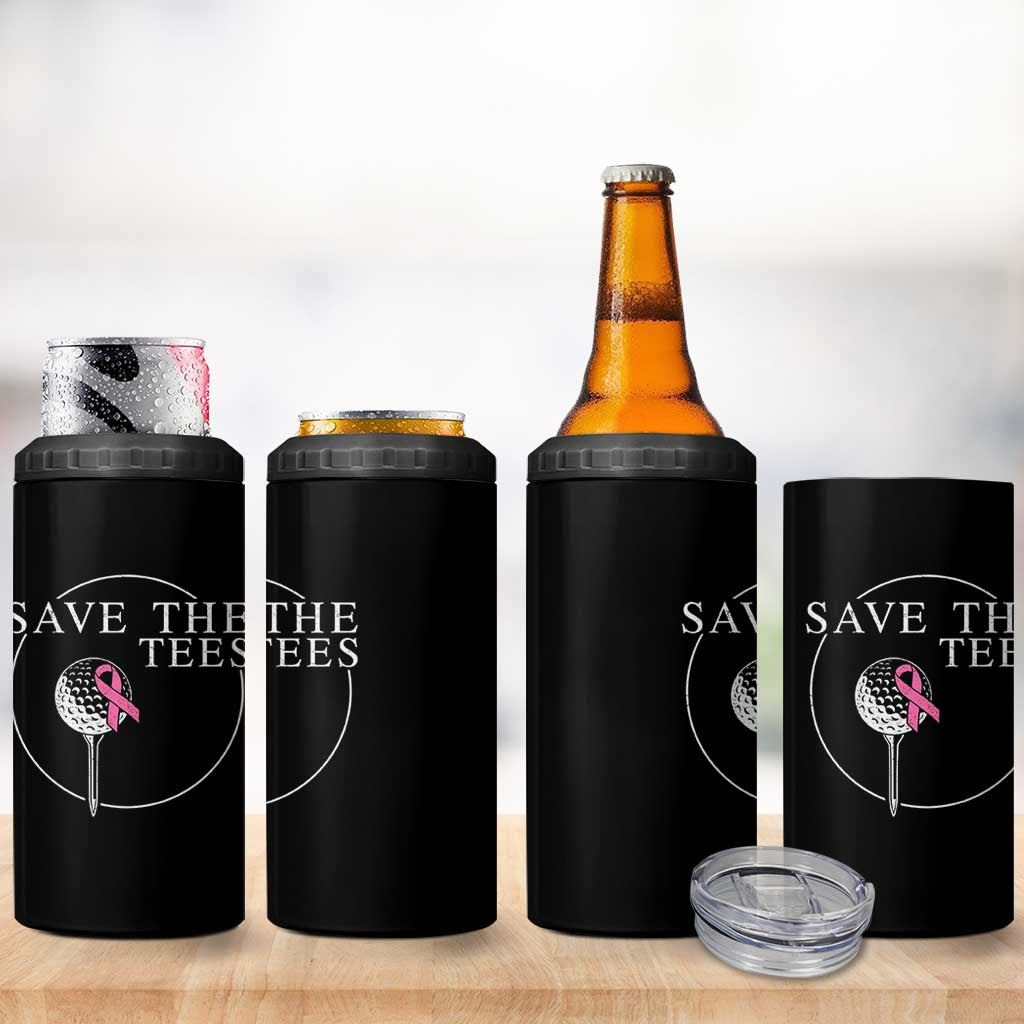 Breast Cancer Awareness Golf 4 in 1 Can Cooler Tumbler Pink Ribbon Save The Tees Fundraiser Team - Wonder Print Shop
