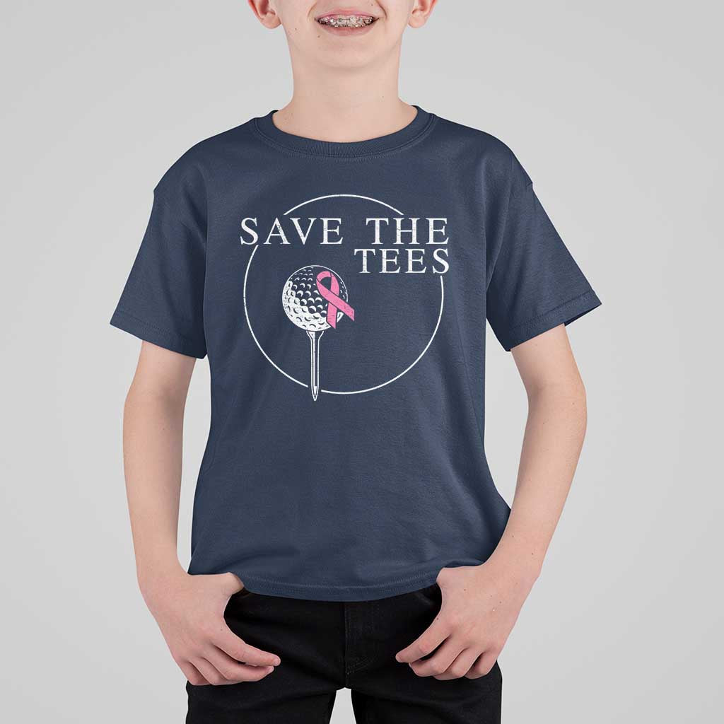 Breast Cancer Awareness Golf T Shirt For Kid Pink Ribbon Save The Tees Fundraiser Team - Wonder Print Shop