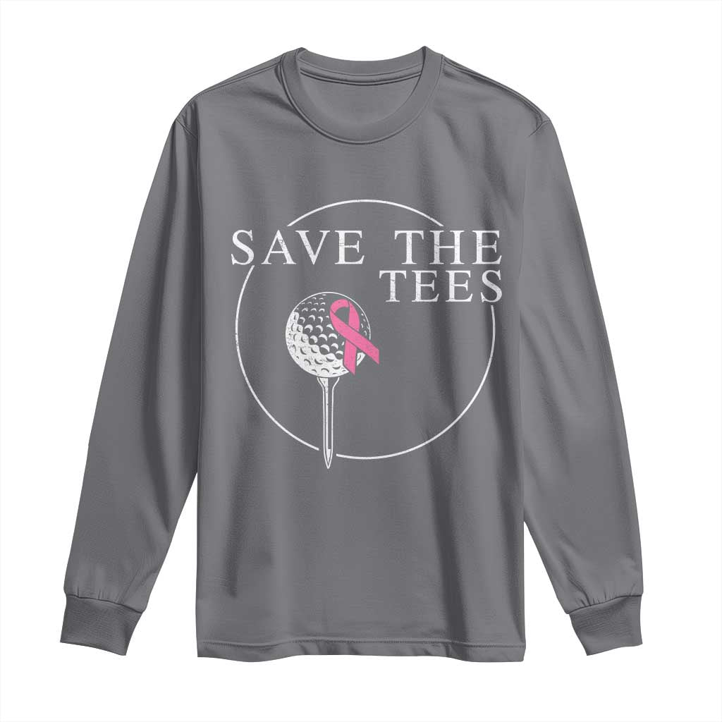 Breast Cancer Awareness Golf Long Sleeve Shirt Pink Ribbon Save The Tees Fundraiser Team - Wonder Print Shop