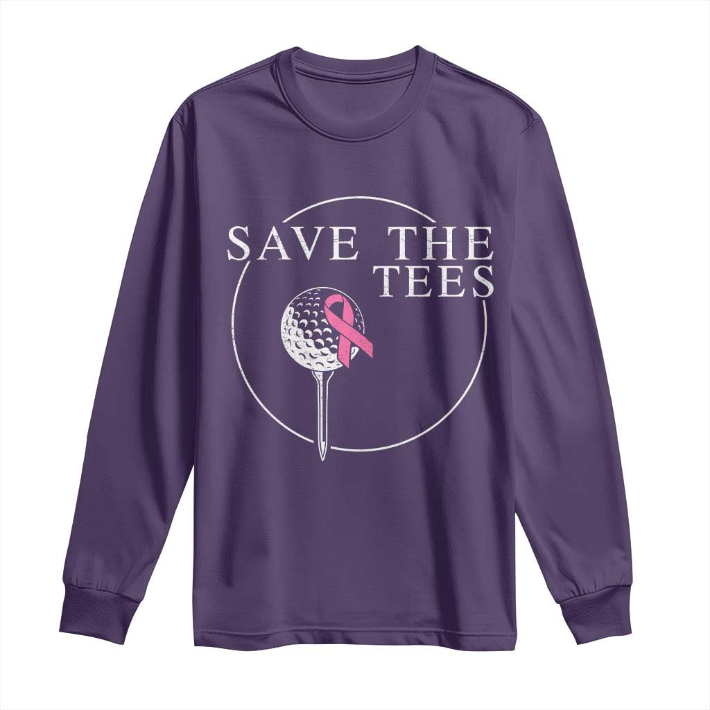 Breast Cancer Awareness Golf Long Sleeve Shirt Pink Ribbon Save The Tees Fundraiser Team - Wonder Print Shop
