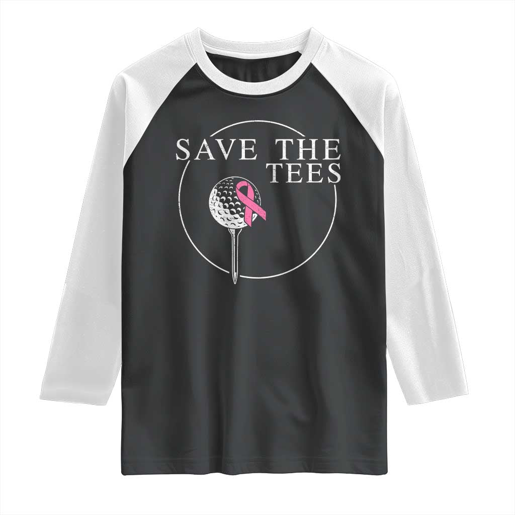 Breast Cancer Awareness Golf Raglan Shirt Pink Ribbon Save The Tees Fundraiser Team - Wonder Print Shop