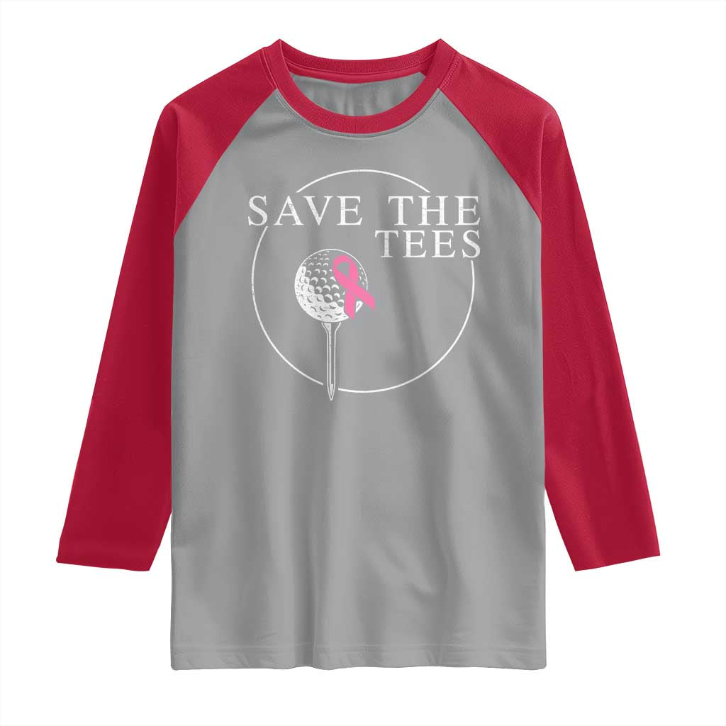 Breast Cancer Awareness Golf Raglan Shirt Pink Ribbon Save The Tees Fundraiser Team - Wonder Print Shop
