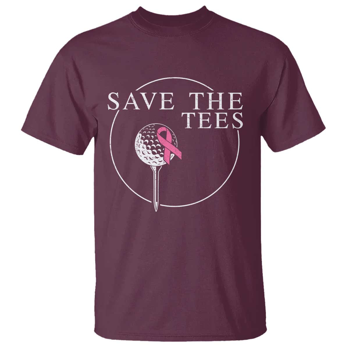 Breast Cancer Awareness Golf T Shirt Pink Ribbon Save The Tees Fundraiser Team - Wonder Print Shop