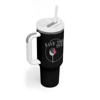 Breast Cancer Awareness Golf Tumbler With Handle Pink Ribbon Save The Tees Fundraiser Team - Wonder Print Shop