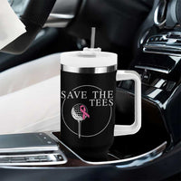 Breast Cancer Awareness Golf Tumbler With Handle Pink Ribbon Save The Tees Fundraiser Team - Wonder Print Shop