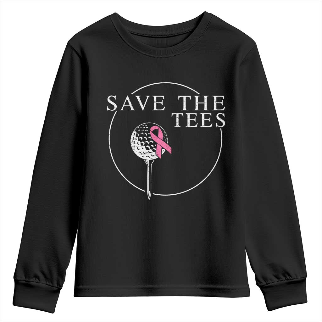 Breast Cancer Awareness Golf Youth Sweatshirt Pink Ribbon Save The Tees Fundraiser Team - Wonder Print Shop