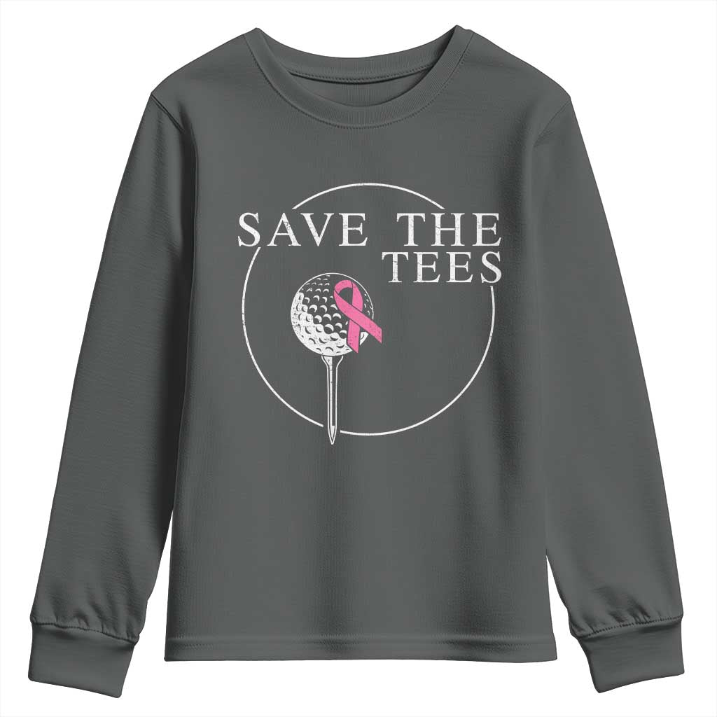 Breast Cancer Awareness Golf Youth Sweatshirt Pink Ribbon Save The Tees Fundraiser Team - Wonder Print Shop
