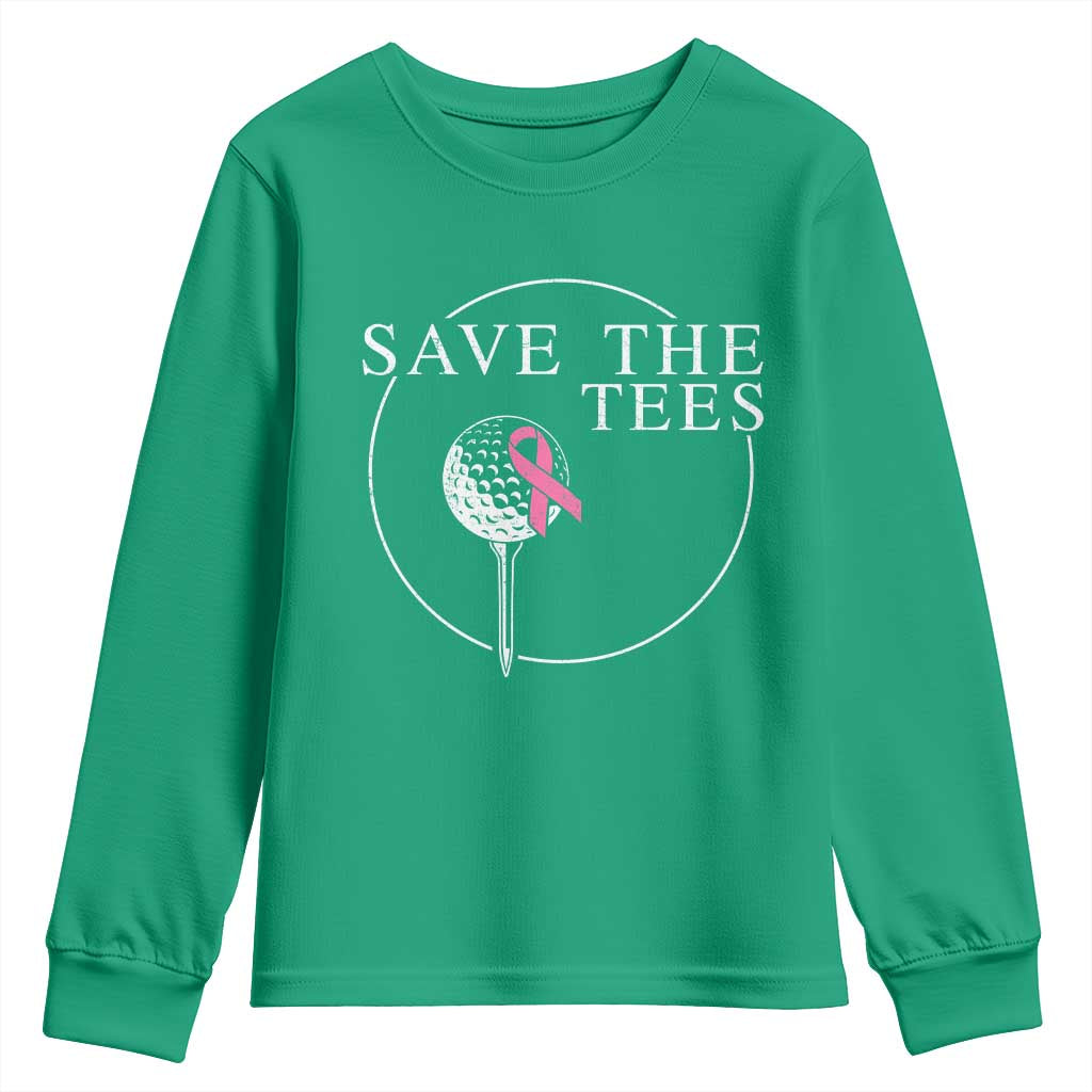 Breast Cancer Awareness Golf Youth Sweatshirt Pink Ribbon Save The Tees Fundraiser Team - Wonder Print Shop