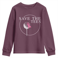 Breast Cancer Awareness Golf Youth Sweatshirt Pink Ribbon Save The Tees Fundraiser Team - Wonder Print Shop