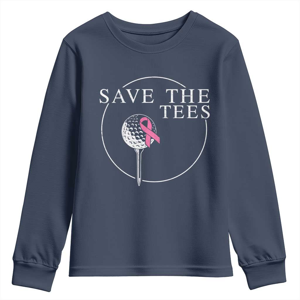 Breast Cancer Awareness Golf Youth Sweatshirt Pink Ribbon Save The Tees Fundraiser Team - Wonder Print Shop