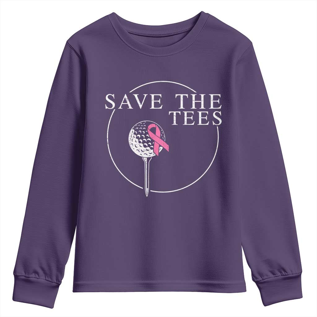 Breast Cancer Awareness Golf Youth Sweatshirt Pink Ribbon Save The Tees Fundraiser Team - Wonder Print Shop