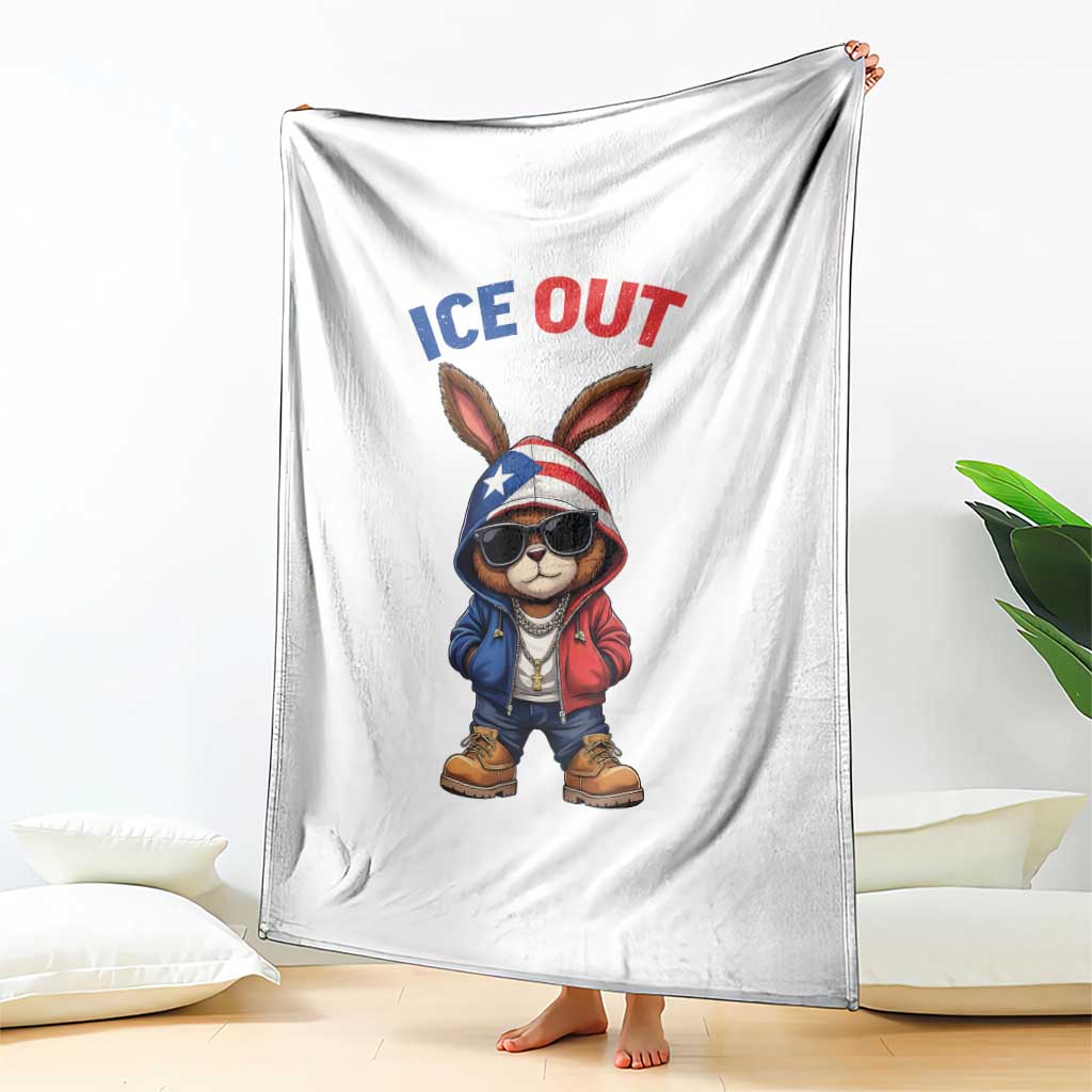 Cool Bunny Ice Out Throw Blanket Puerto Rican Flag Hoodie Outfit Vibes Boricua