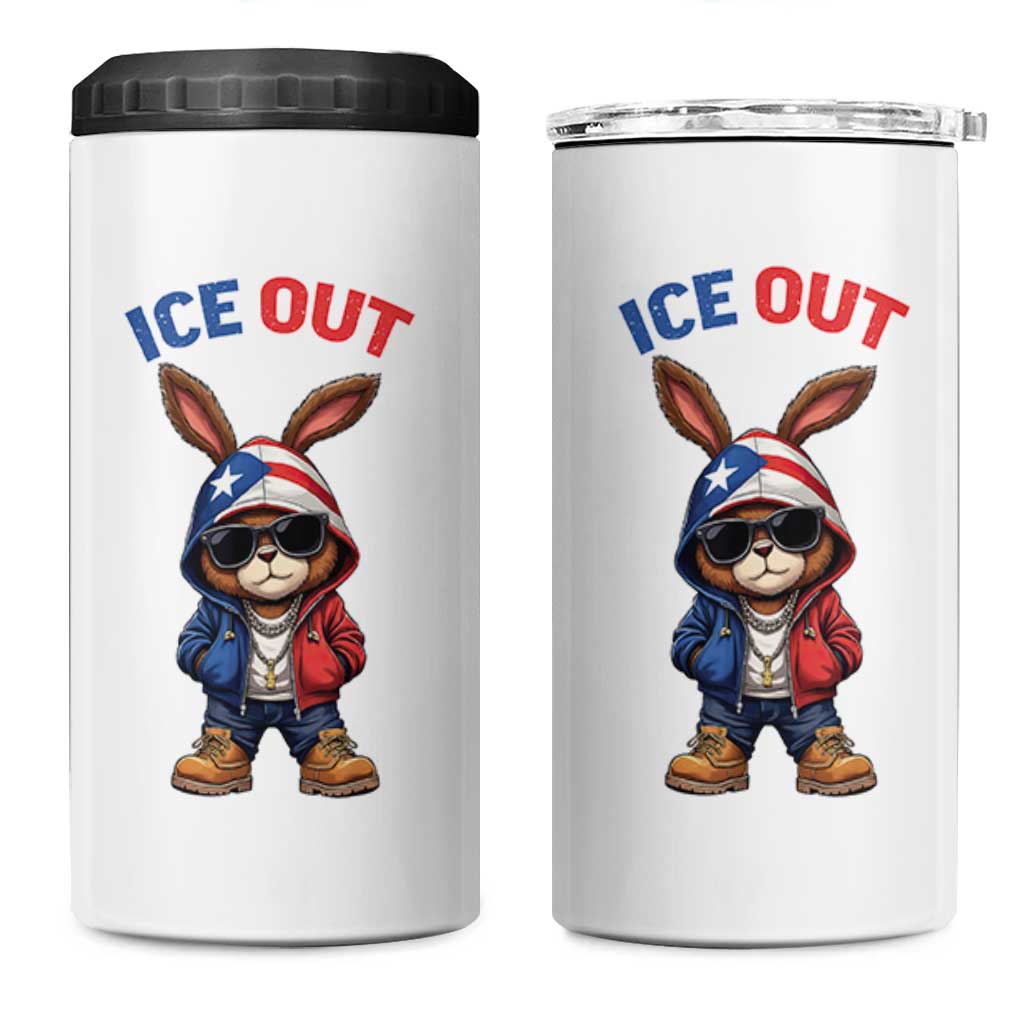 Cool Bunny Ice Out 4 in 1 Can Cooler Tumbler Puerto Rican Flag Hoodie Outfit Vibes Boricua