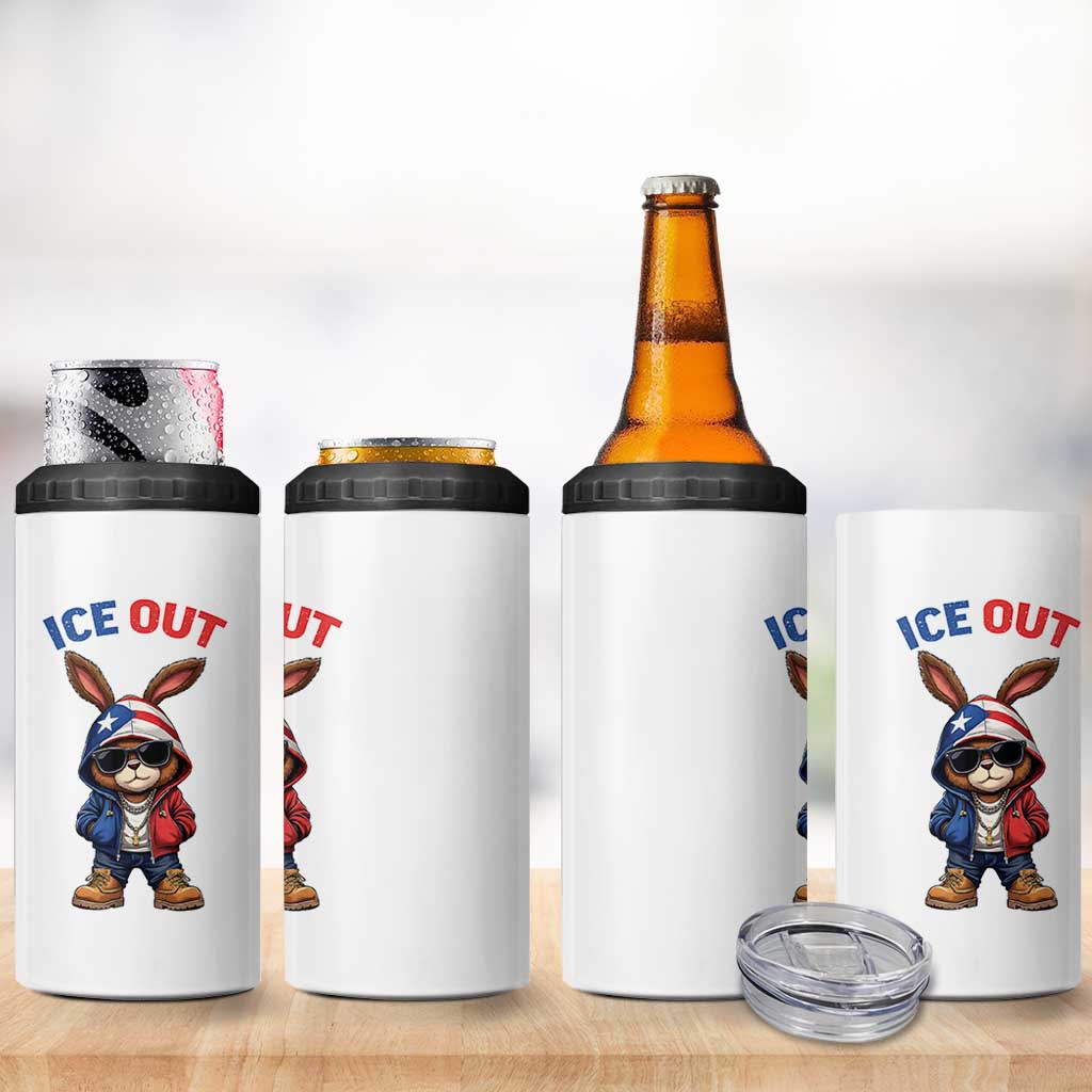 Cool Bunny Ice Out 4 in 1 Can Cooler Tumbler Puerto Rican Flag Hoodie Outfit Vibes Boricua