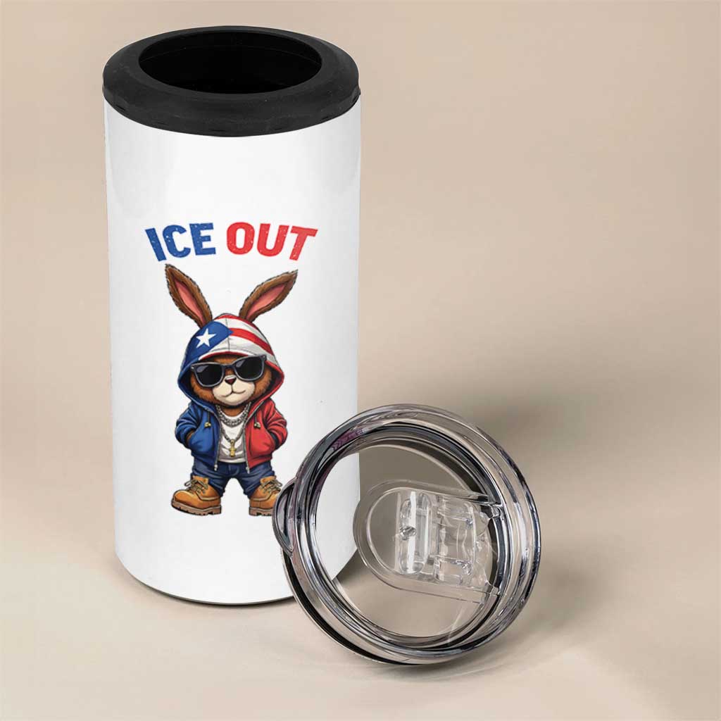 Cool Bunny Ice Out 4 in 1 Can Cooler Tumbler Puerto Rican Flag Hoodie Outfit Vibes Boricua