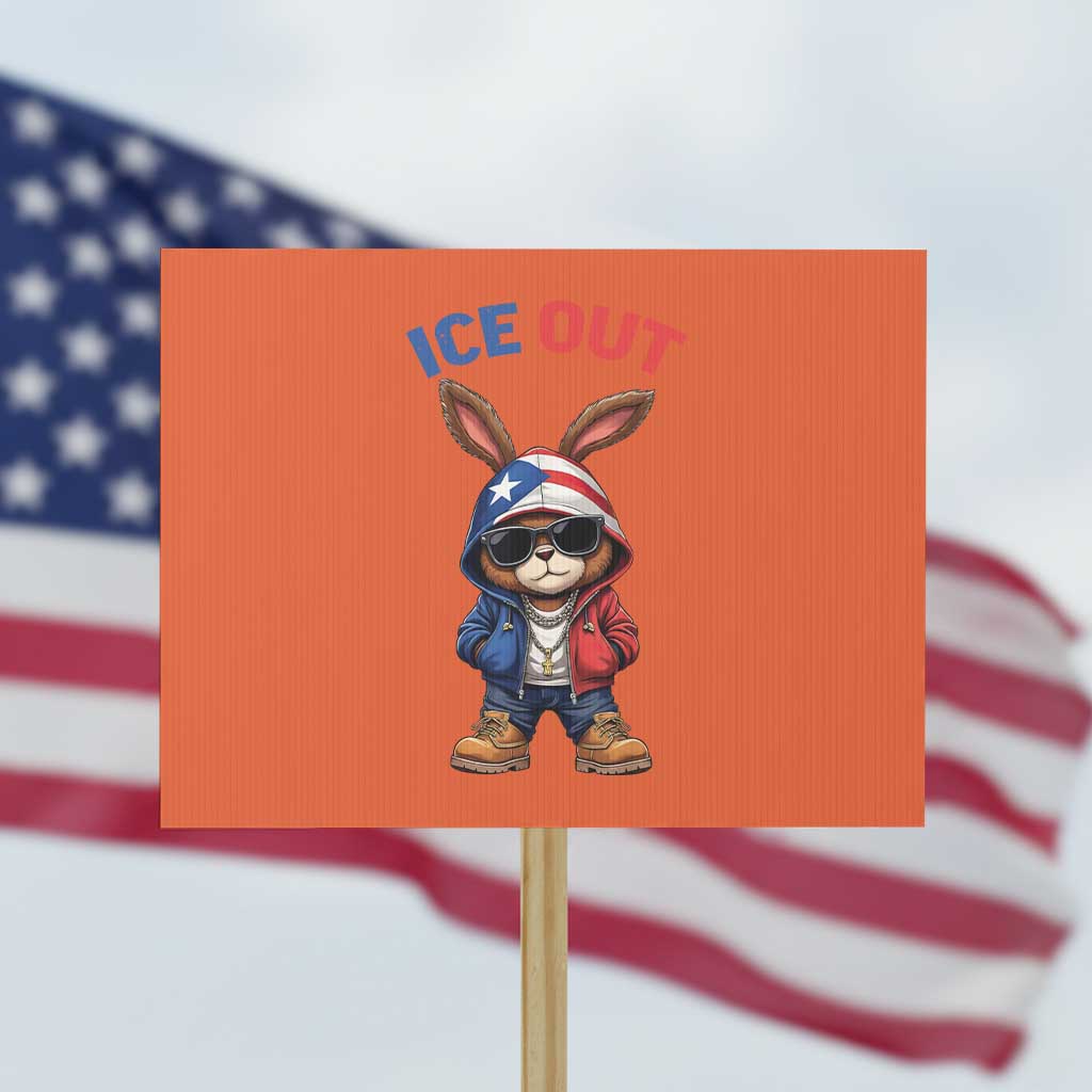 Cool Bunny Ice Out Protest Sign Puerto Rican Flag Hoodie Outfit Vibes Boricua