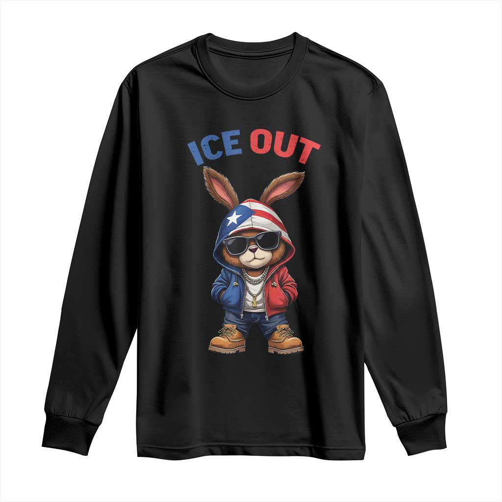 Cool Bunny Ice Out Long Sleeve Shirt Puerto Rican Flag Hoodie Outfit Vibes Boricua