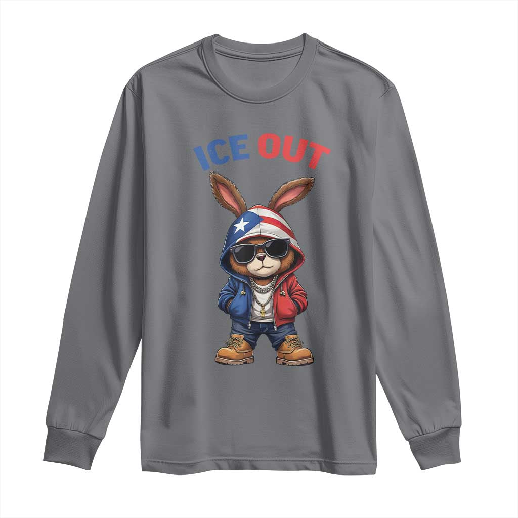 Cool Bunny Ice Out Long Sleeve Shirt Puerto Rican Flag Hoodie Outfit Vibes Boricua