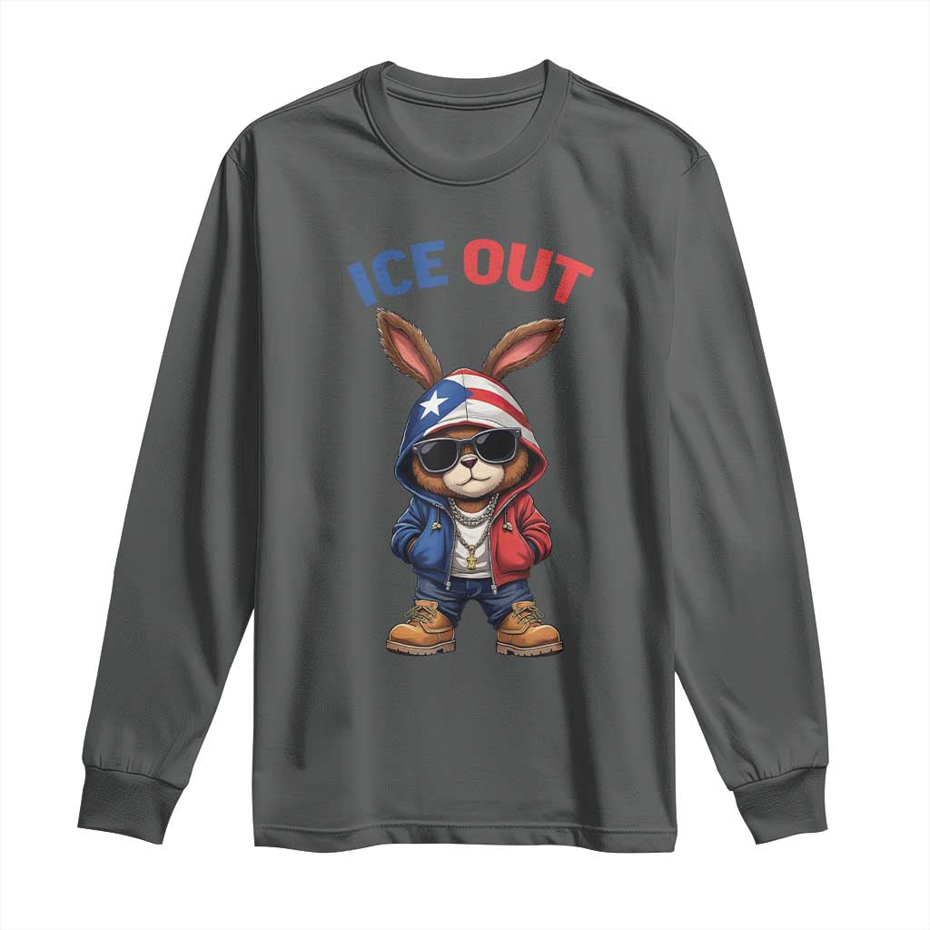 Cool Bunny Ice Out Long Sleeve Shirt Puerto Rican Flag Hoodie Outfit Vibes Boricua