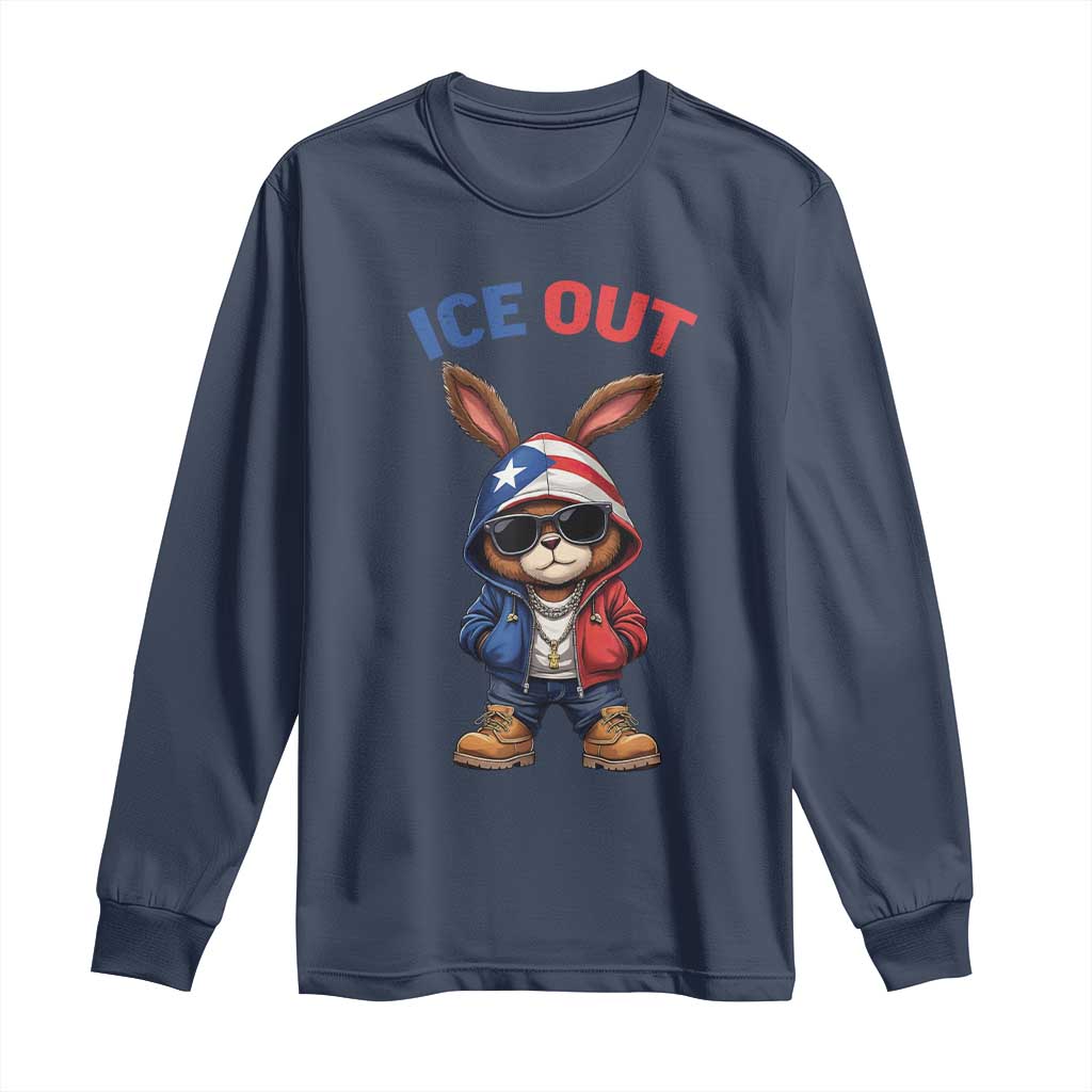 Cool Bunny Ice Out Long Sleeve Shirt Puerto Rican Flag Hoodie Outfit Vibes Boricua