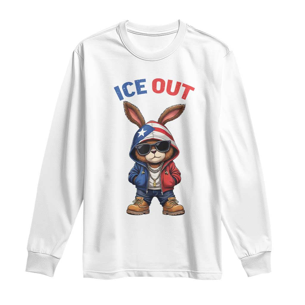 Cool Bunny Ice Out Long Sleeve Shirt Puerto Rican Flag Hoodie Outfit Vibes Boricua