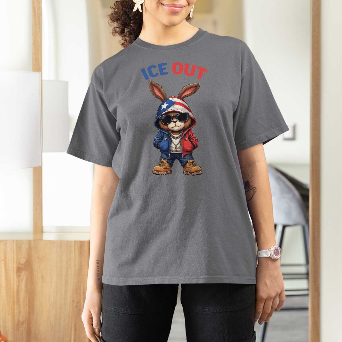 Cool Bunny Ice Out T Shirt For Women Puerto Rican Flag Hoodie Outfit Vibes Boricua