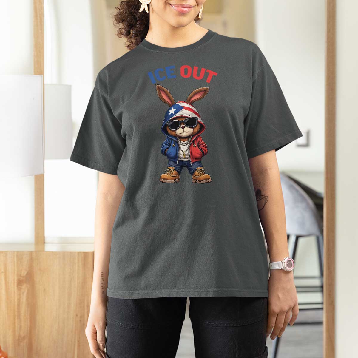 Cool Bunny Ice Out T Shirt For Women Puerto Rican Flag Hoodie Outfit Vibes Boricua