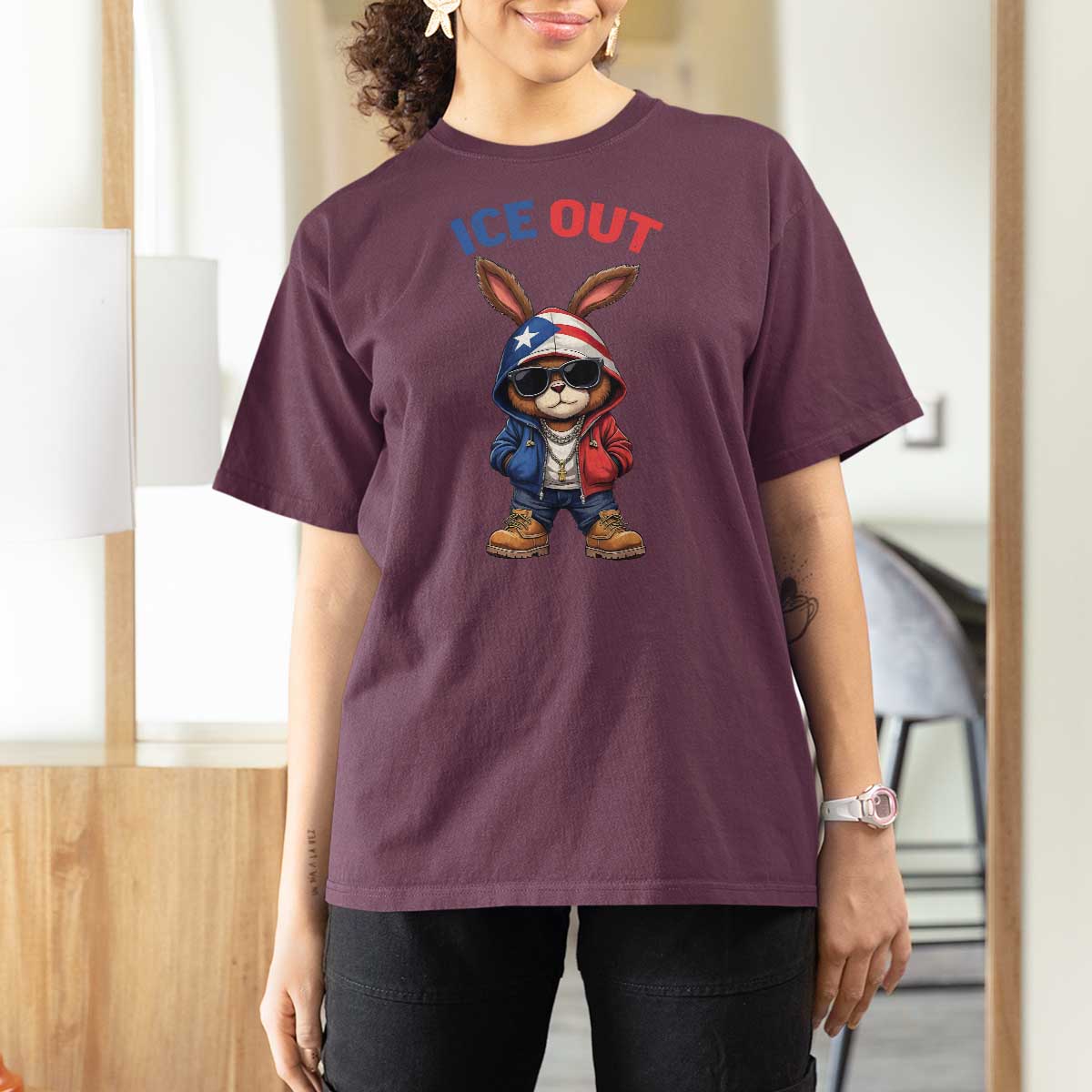 Cool Bunny Ice Out T Shirt For Women Puerto Rican Flag Hoodie Outfit Vibes Boricua