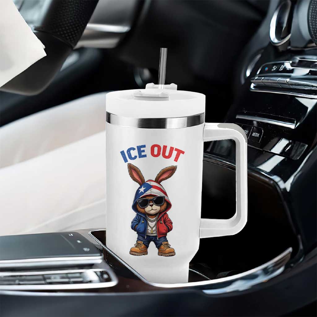 Cool Bunny Ice Out Tumbler With Handle Puerto Rican Flag Hoodie Outfit Vibes Boricua