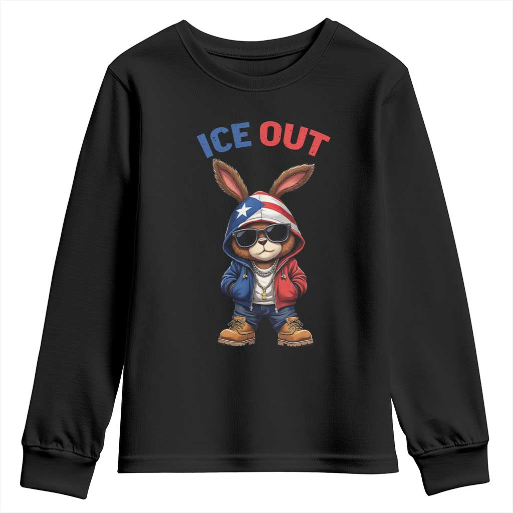 Cool Bunny Ice Out Youth Sweatshirt Puerto Rican Flag Hoodie Outfit Vibes Boricua