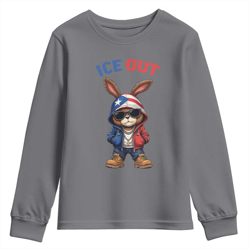 Cool Bunny Ice Out Youth Sweatshirt Puerto Rican Flag Hoodie Outfit Vibes Boricua