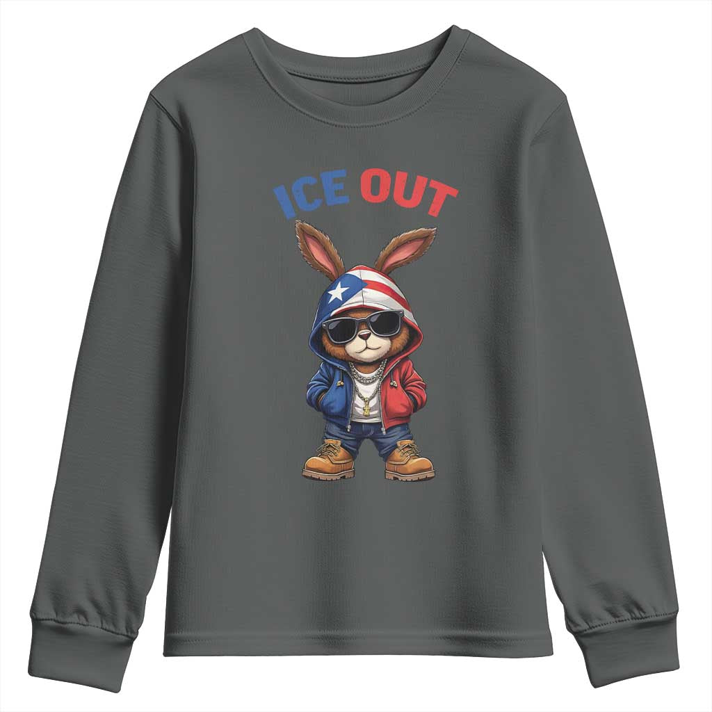 Cool Bunny Ice Out Youth Sweatshirt Puerto Rican Flag Hoodie Outfit Vibes Boricua