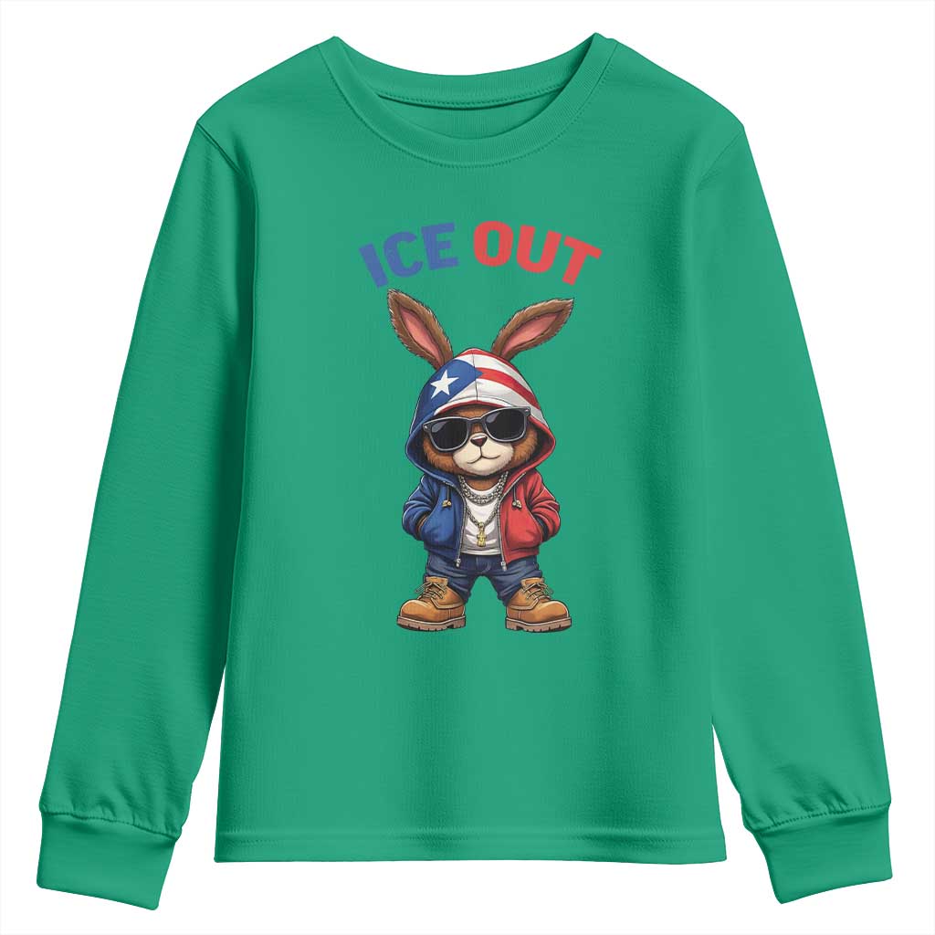 Cool Bunny Ice Out Youth Sweatshirt Puerto Rican Flag Hoodie Outfit Vibes Boricua