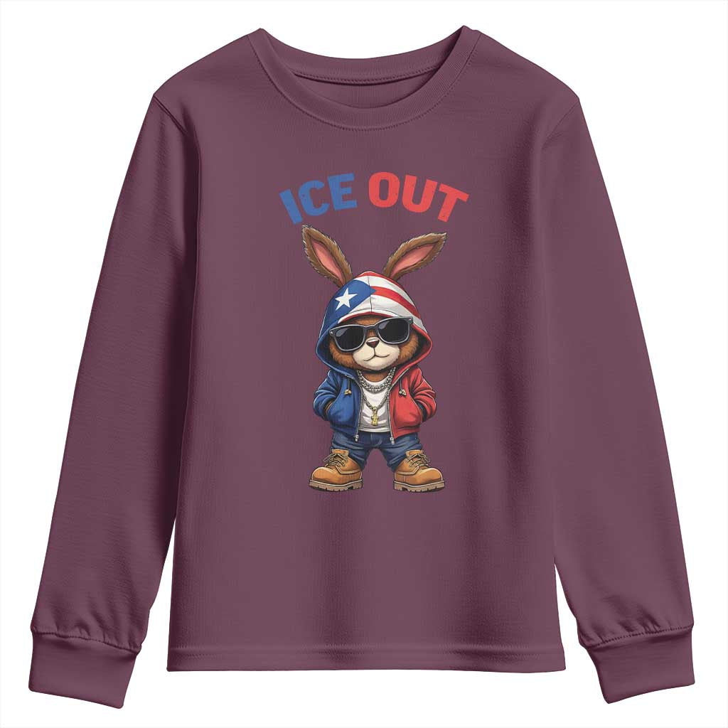Cool Bunny Ice Out Youth Sweatshirt Puerto Rican Flag Hoodie Outfit Vibes Boricua