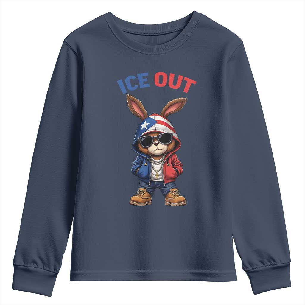 Cool Bunny Ice Out Youth Sweatshirt Puerto Rican Flag Hoodie Outfit Vibes Boricua