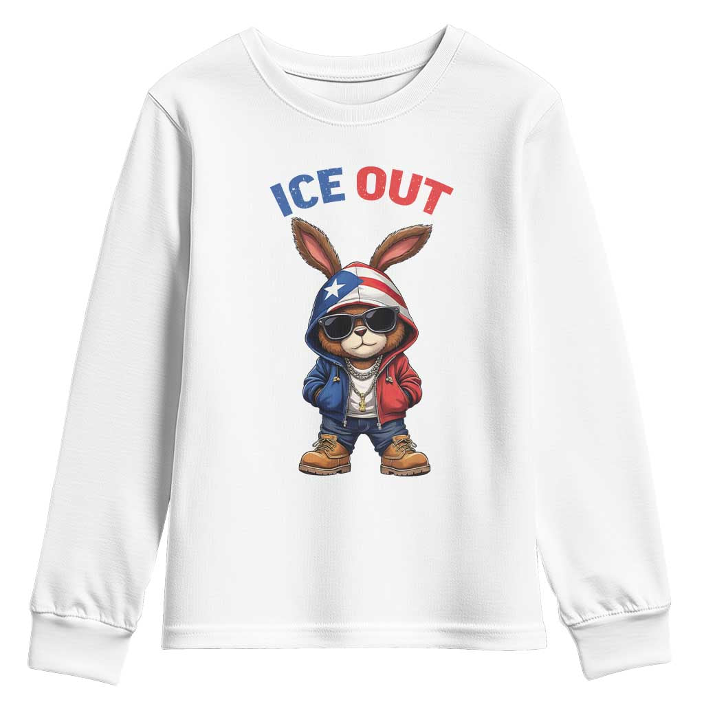 Cool Bunny Ice Out Youth Sweatshirt Puerto Rican Flag Hoodie Outfit Vibes Boricua