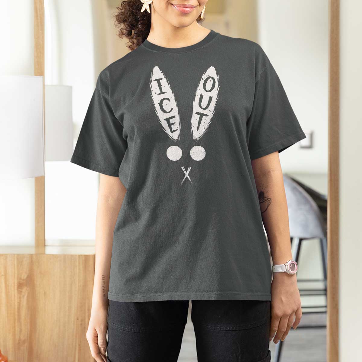 Bunny Bad Ice Out T Shirt For Women Rabbit FDT Anti Immigration Enforcement