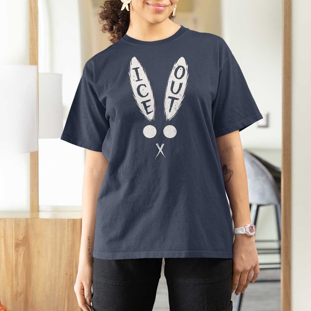 Bunny Bad Ice Out T Shirt For Women Rabbit FDT Anti Immigration Enforcement