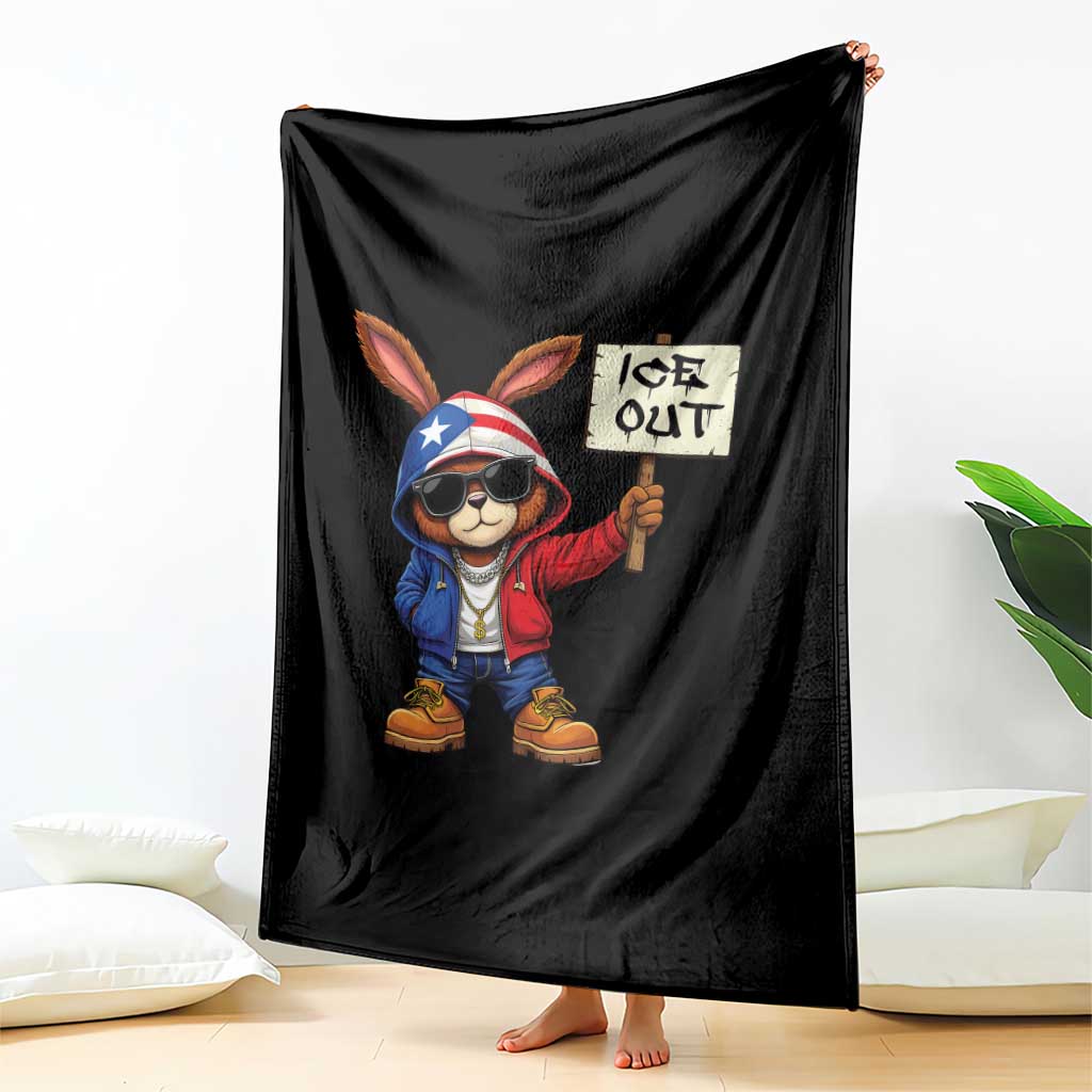 Bunny Ice Out Throw Blanket Protest Equality Puerto Rican Flag Hoodie